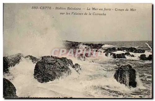 Sete Cette Ansichtskarte AK Station balneaire La mer en furie Coups de mer sur les falaises de la corniche