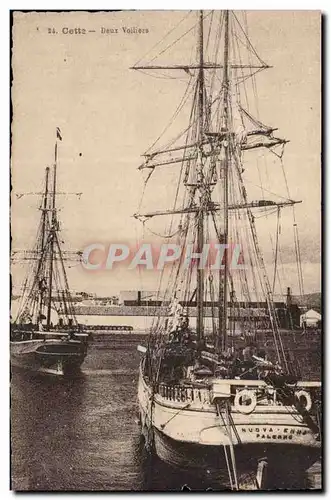 Cete Sete Cartes postales Deux voiliers (bateaux) (Nuova Enna Palermo)