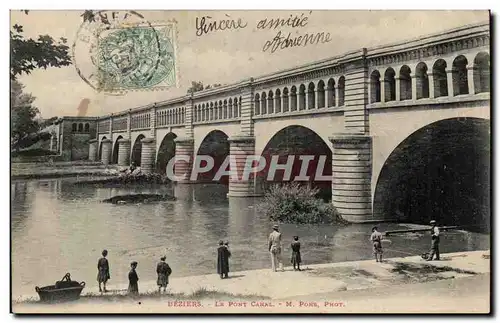 Beziers Ansichtskarte AK Le pont canal (pecheurs)