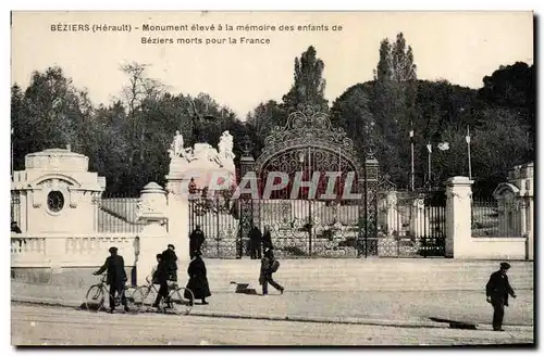 Beziers Cartes postales Monument eleve a la memoire des enfants de Beziers morts pour la France