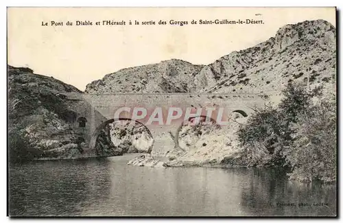 Cartes postales LE pont du diable et l&#39Herault a la sortie des gorges de Saint Guilhem le Desert