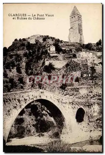 Olargues Ansichtskarte AK Le pont vieux et ruines du chateau