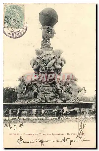 Beziers Ansichtskarte AK Fontaine du titan par Injalbert