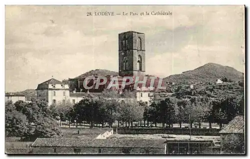 Lodeve - Le Parc et la Cathedrale - Cartes postales