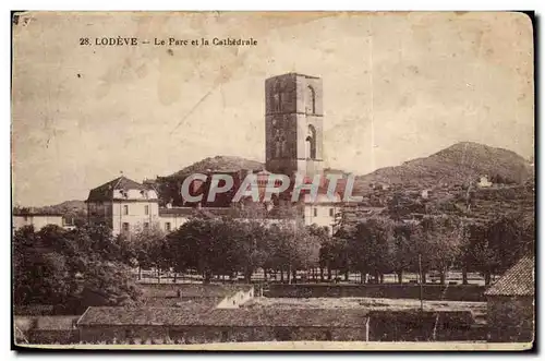 Lodeve - Le Parc et la Cathedrale - Cartes postales