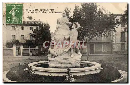 Bedarieux - Statue- Ferdinard Fabre par Villeneuve - Ansichtskarte AK