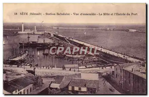 Sete CEtte Cartes postales Station balneaire Vue d'ensemble Le Mole et l'entree du port