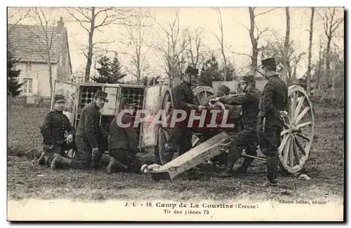 Creuse Cartes postales Camp de la Courtine Tir des pieces 75 (militaria)