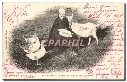 Au pays Creusois Cartes postales Creuse Gardeuse d&#39oies Costume de vieille Marchoise (chevre goat) TOP