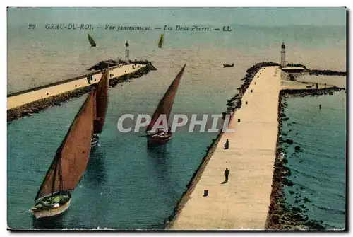 Le Grau du Roi - Vue Panoramique - Les Deux Phares - lighthouse - voiliers - Ansichtskarte AK