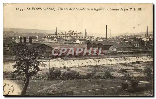 St Fons Cartes postales Usines de St Gobain et ligne de chemin de fer PLM