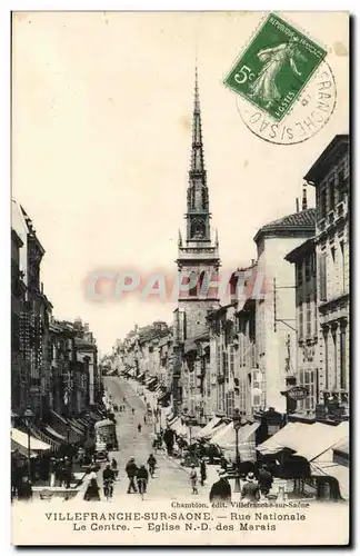 Villefranche sur SAone Cartes postales Rue nationale Le centre Eglise ND des Marais