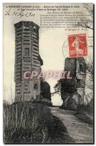 Montfort l&#39amaury Ansichtskarte AK Ruines de l&#39ancien donjon et tour d&#39escalier d&#39Anne de Bretagne