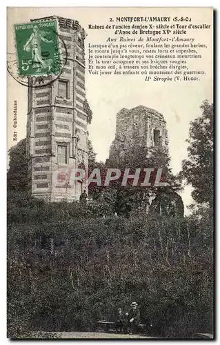 Ansichtskarte AK Montfort l&#39amaury Ruines de l&#39ancien donjon et tour d&#39escalier d&#39Anne de Bretagne