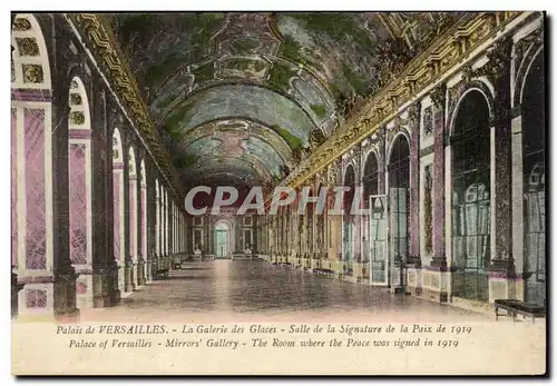 Cartes postales Versailles Chateau La galerie des glaces Salle de la signature de la paix de 1919