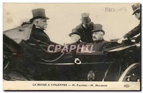 Ansichtskarte AK La revue a Vincennes M Faillieres M Millerand 1912 Mars