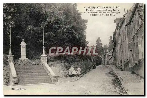 Montfort l&#39amaury Ansichtskarte AK Escalier conduisant aux tours et monument d&#39anne de Bretagne inaugure le