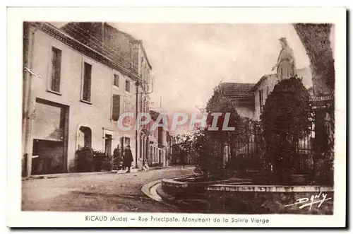 Ricaud - Rue Principale Monument de la Saint Vierge - Ansichtskarte AK