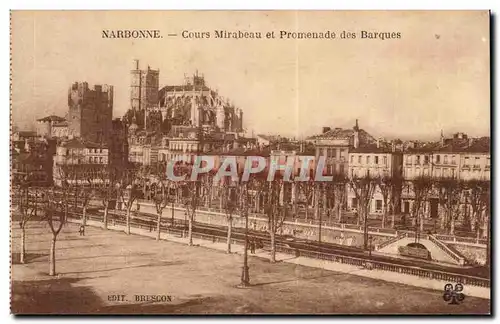 Narbonne - Cours Mirabeau et Promenade des Barques - Cartes postales