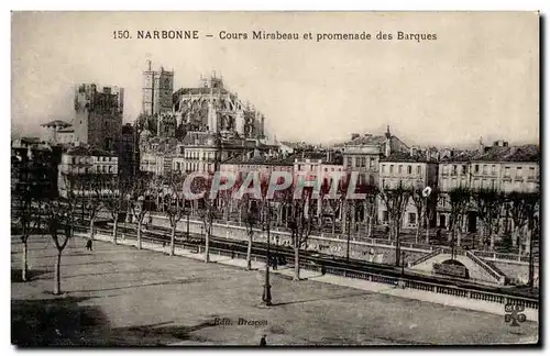 Narbonne - Cours Mirabeau et promenade des barques - Cartes postales