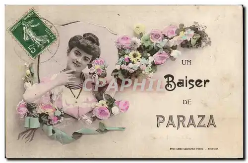 Paraza - Baiser de Paraza - Femme et Fleurs - Cartes postales
