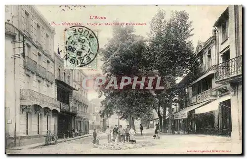Cartes postales Lezignan place du marche et promenade