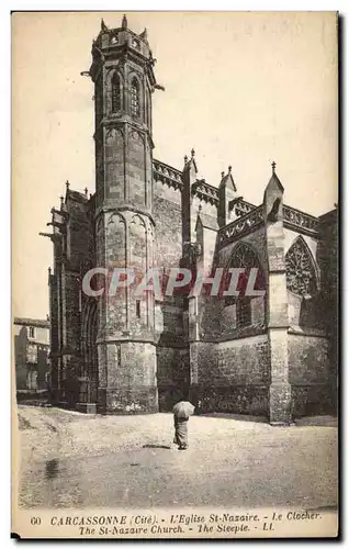 Carcassonne Cartes postales L&#39eglise St Nazaire le clocher