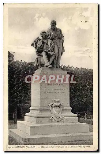 Corbeil Cartes postales Monument de William et d'Antoine Galigani
