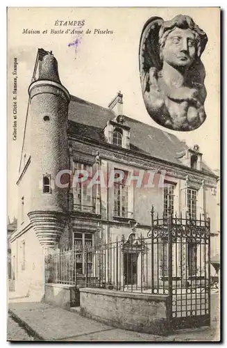 Etampes Cartes postales Maison et buste d'anne de Pisseleu