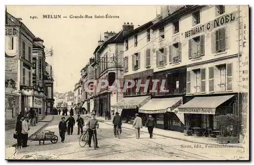 Melun Cartes postales Grande rue St Etienne (Restaurant C Noel velo cycliste) TOP