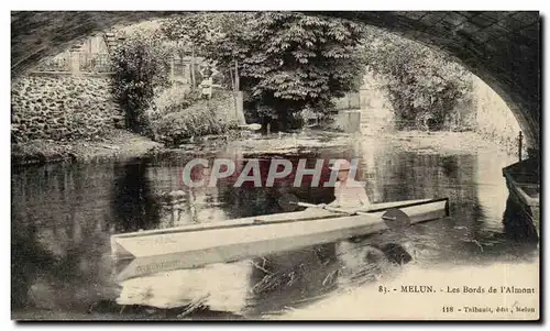 Melun - les Bords de l&#39Almont - bateua rowboat - shimmering water- Cartes postales