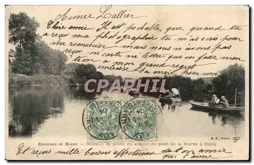 Environs de Neaux - Bateaux de Peche en amont du pont de la Marne a Esbly Cartes postales