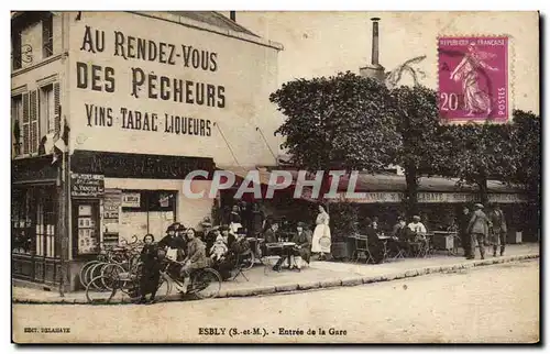 Esbly Cartes postales entree de la gare (au rendez vous des pecheurs) TOP