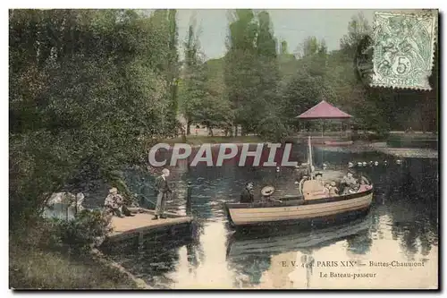 Paris Cartes postales Buttes Chaumont Le bateau passeur