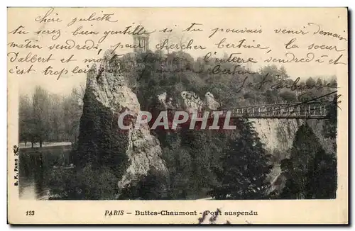 Paris Ansichtskarte AK Buttes Chaumont Pont suspendu