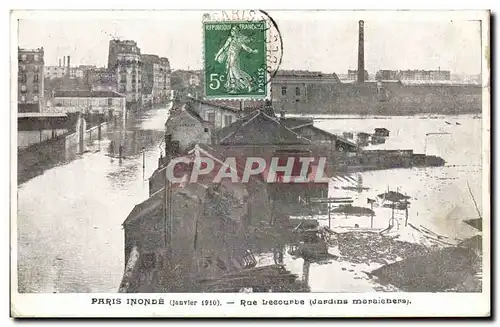Paris Cartes postales Crue de la Seine Inondations 1910 Rue lecourbe (jardins maraichers)