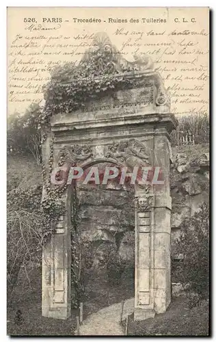 Paris Ansichtskarte AK Trocadero Ruines des Tuileries