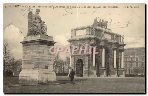 Paris Cartes postales L&#39arc de triomphe du Carrousel et ancien pilier des grilles des Tuileries