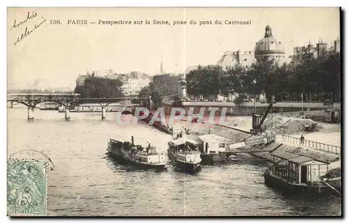 Paris Cartes postales Perspective sur la Seine prise du pont du Carrousel