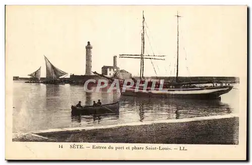 Sete Ansichtskarte AK Entree du port et phare Saint Louis (lighthouse)