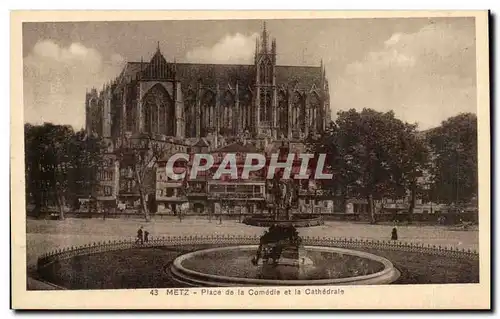 Metz Ansichtskarte AK Place de la comedie et la cathedrale