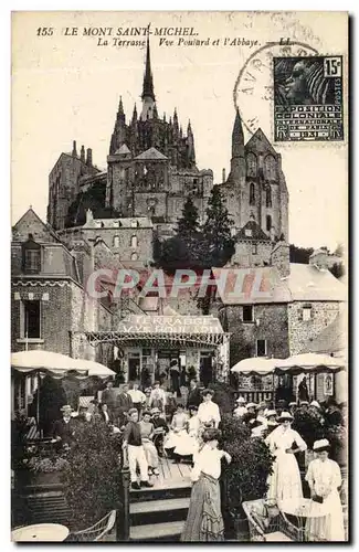 Mont Saint Michel Ansichtskarte AK La terrasse Vue Poulard et l&#39abbaye (restaurant)