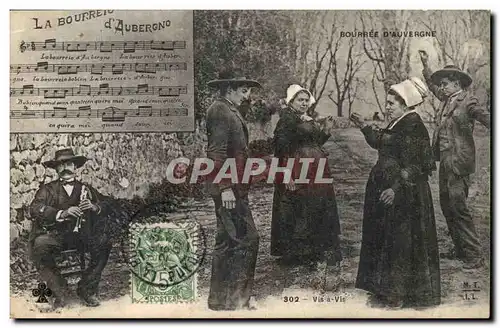 Auvergne Cartes postales Vis a vis (folklore bourree danse)