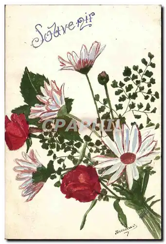 Ansichtskarte AK Fantaisie Fleurs (carte toilee)