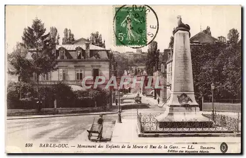 Bar le Duc - Monument des Enfants de la Meuse et Rue de la Gare - Ansichtskarte AK