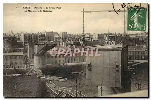 Brest Cartes postales Ouverture du grand pont La manoeuvre du Cabestan