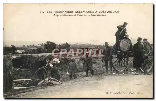 Cartes postales Les prisonniers allemands a Coetquidan Approvisionnement d'eau de la Manutention TOP (militar