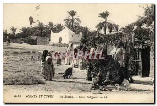 Afrique - Algerie - Africa - Algeria - Scene et Types - Au Sahara Cases Indigenes - Ansichtskarte AK