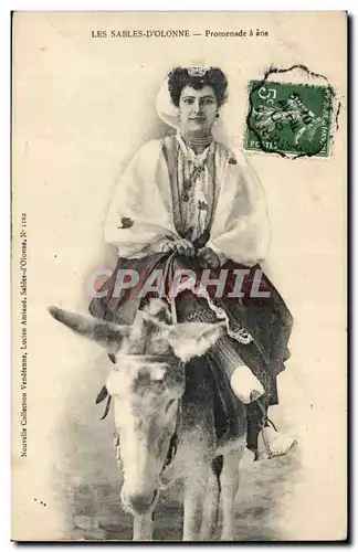 Les SAbles d&#39olonne Cartes postales Promenade a ane (femme folklore donkey)