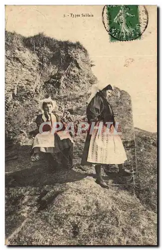 Cartes postales Types Sablais (folklore femmes)